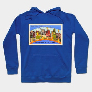 Greetings from Norman Oklahoma - Vintage Large Letter Postcard Hoodie